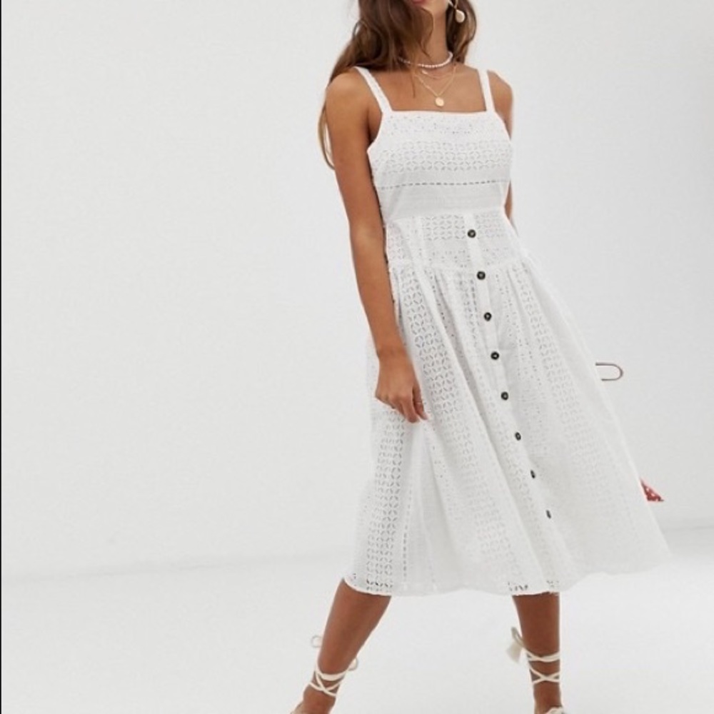 ASOS DESIGN broderie midi sundress with button 10